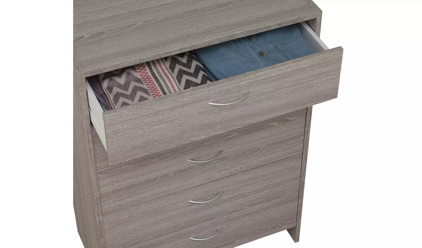 Assembled Seville 5 Drawer Chest - Grey Oak Effect